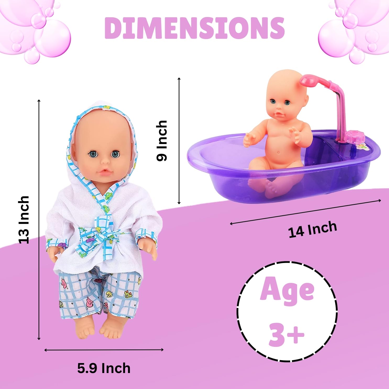 Buy now Liberty Imports Baby Bath Toys 13-Inch Little Newborn Doll Bath Set - Real Working Bathtub with Detachable Shower Spray and Accessories for Kids Pretend Play at indiglob india