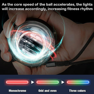 Auto-Start Wrist Power Gyro Ball with LED Lights, Wrist Strengthener and Forearm Exerciser for Stronger Arm Fingers and Muscle