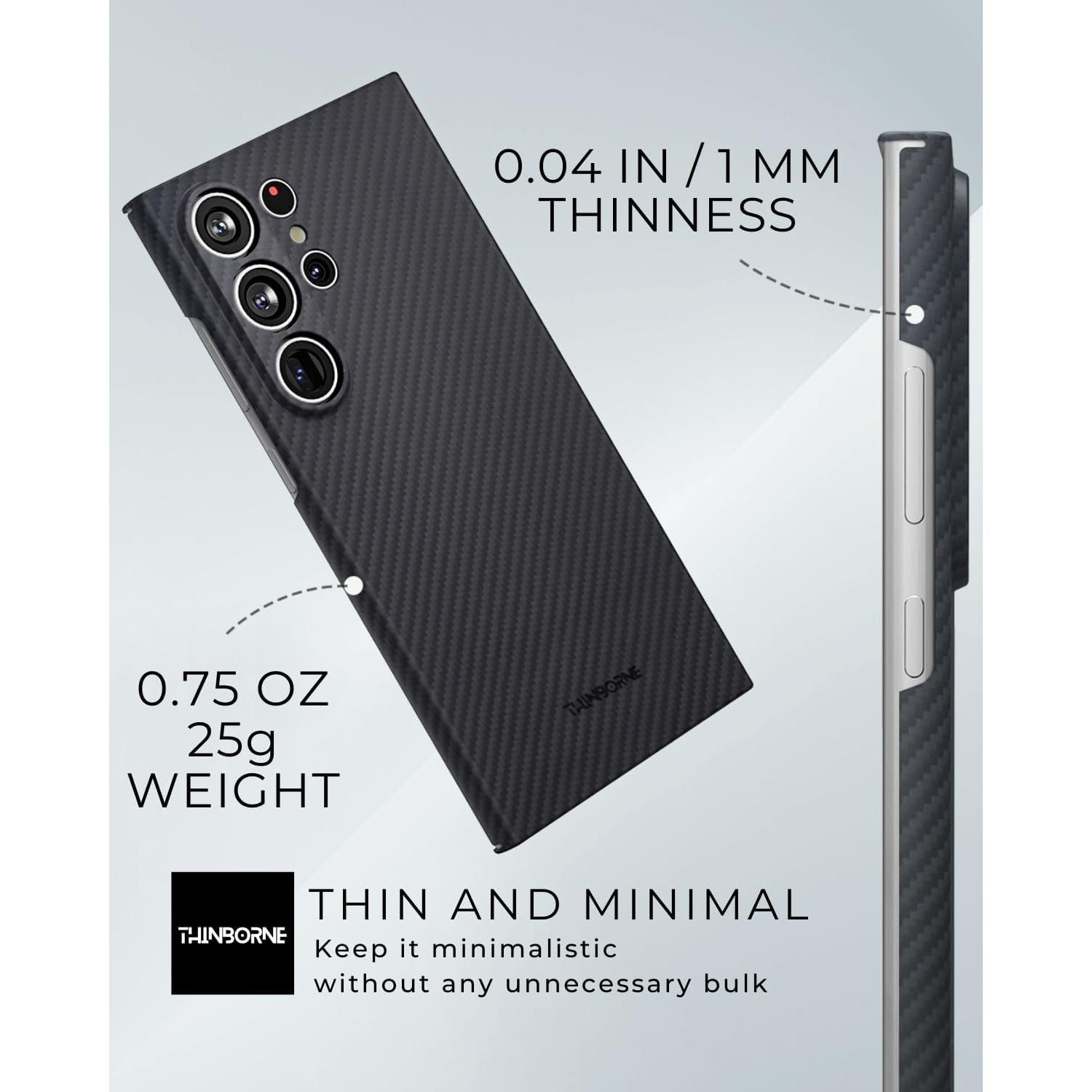 Buy now Thinborne Compatible with Samsung Galaxy S24 Ultra Case, [Made of 600D Aramid Fiber] [Magnetic Charging] [Thin & Lightweight] [ Slim Minimalist Style with Carbon Fiber Textures] at indiglob india