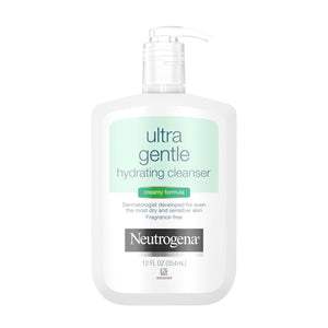 Neutrogena Ultra Gentle Hydrating Facial Cleanser, Non-Foaming Face Wash for Sensitive Skin, Gently Cleanses Face Without Over Drying, Oil, Soap & Fragrance-Free, 12 fl. oz