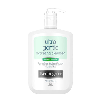 Neutrogena Ultra Gentle Hydrating Facial Cleanser, Non-Foaming Face Wash for Sensitive Skin, Gently Cleanses Face Without Over Drying, Oil, Soap & Fragrance-Free, 12 fl. oz