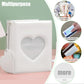 3 Inch Photocard Holder Book Mini Photo Album Mirror-like Photocard Binder Small Photo Card Book Love Heart Hollow Photocard ID Holder with Love Heart Pendant 32 Pockets,White
