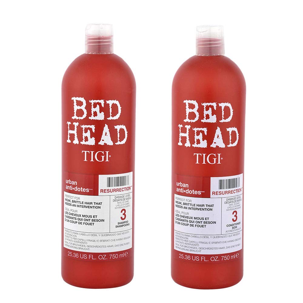 Bed Head by TIGI Urban Antidotes Resurrection Shampoo and Conditioner for Damaged Hair 25.36 fl oz 2 count