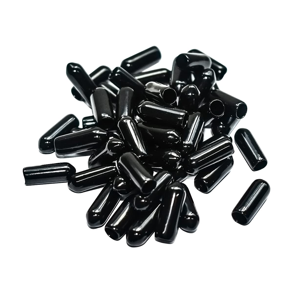 50pcs Vinyl Flexible End Caps, Rubber End Caps, Black Bolt Screw Thread Protector Safety Cover (13/64 Inch 5 mm)