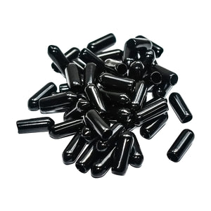 50pcs Vinyl Flexible End Caps, Rubber End Caps, Black Bolt Screw Thread Protector Safety Cover (13/64 Inch 5 mm)