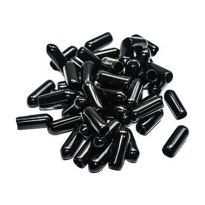 50pcs Vinyl Flexible End Caps, Rubber End Caps, Black Bolt Screw Thread Protector Safety Cover (13/64 Inch 5 mm)
