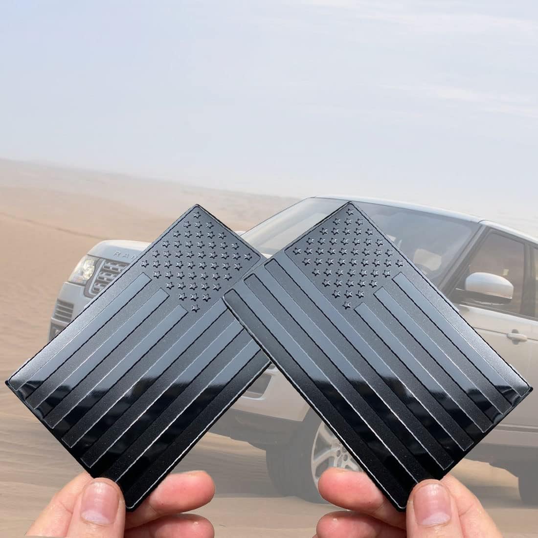 Buy now LYCARESUN 2 PCS Embossed 3D Metal Black American Flag Emblem Sticker, 5"x3"USA Flag Decal for Cars Trucks SUV Laptop Wall (large) at indiglob india