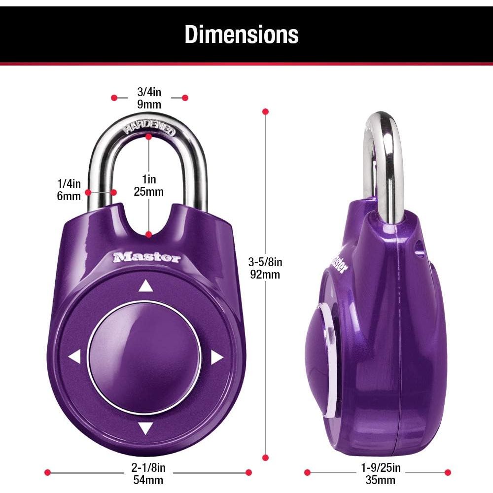 Buy now Master Lock Directional Combination Lock, Set Your Own Directional Lock, Combination Lock for Gym and School Lockers, 1500iD Colors May Vary at indiglob india