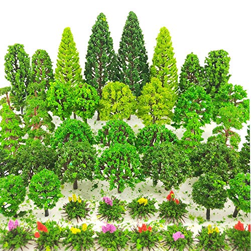 Buy now Tazimi 60 Pieces Model Trees 1.36-6 inch Mixed Model Tree Train Scenery Architecture Trees Fake Trees for DIY Crafts, Building Model, Scenery Landscape Natural Green at indiglob india