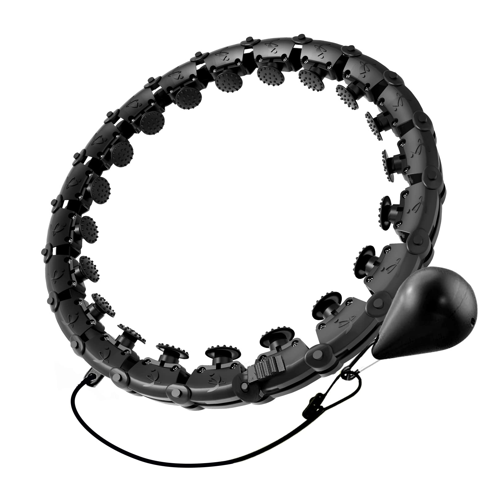 Buy now 24 Knots Weighted Hula Fit Hoop,Smart Hula Hoop Detachable Massage Exerciser Fitness for Adults Beginners Weight Loss and Exercis (Black) at indiglob india