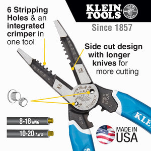 Buy now Klein Tools K12065CR Wire Stripper / Cutter / Crimper Tool, Made in USA, for Cutting, Stripping, Crimping, Twisting (8-18 AWG solid, 10-20 AWG stranded) at indiglob india
