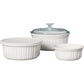 CorningWare French White 7-Pc Ceramic Bakeware Set with Lids Chip and Crack Resistant Stoneware Baking Dish, Microwave, Dishwasher, Oven, Freezer and Fridge Safe