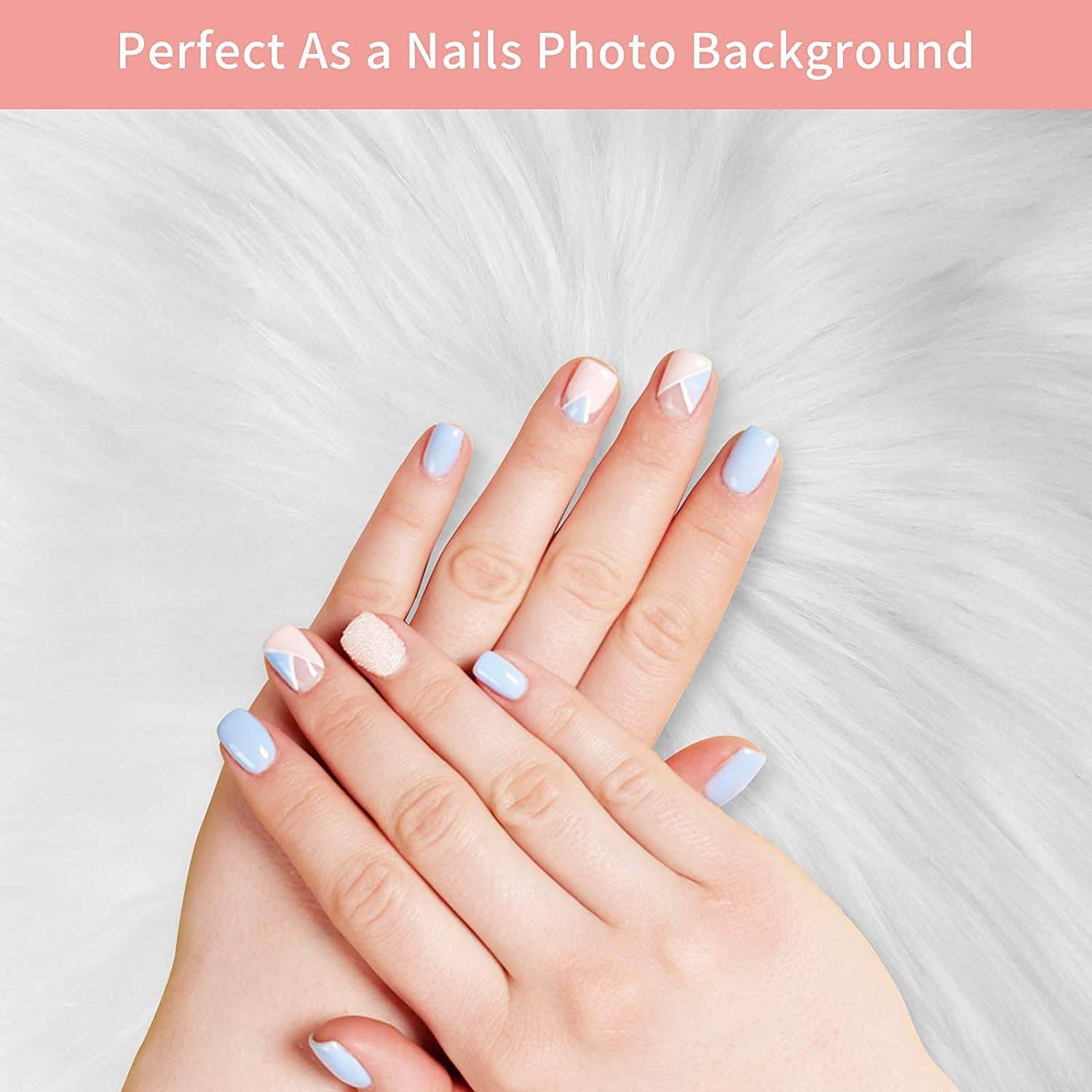 12’’ Small Faux Fur Sheepskin Cushion Soft Plush Area Rug, White Photo Background for Small Product Desktop Photography, Jewelry, Watches, Cosmetics, Ornament, Nail Art, Display and Decor (Square) - My Store