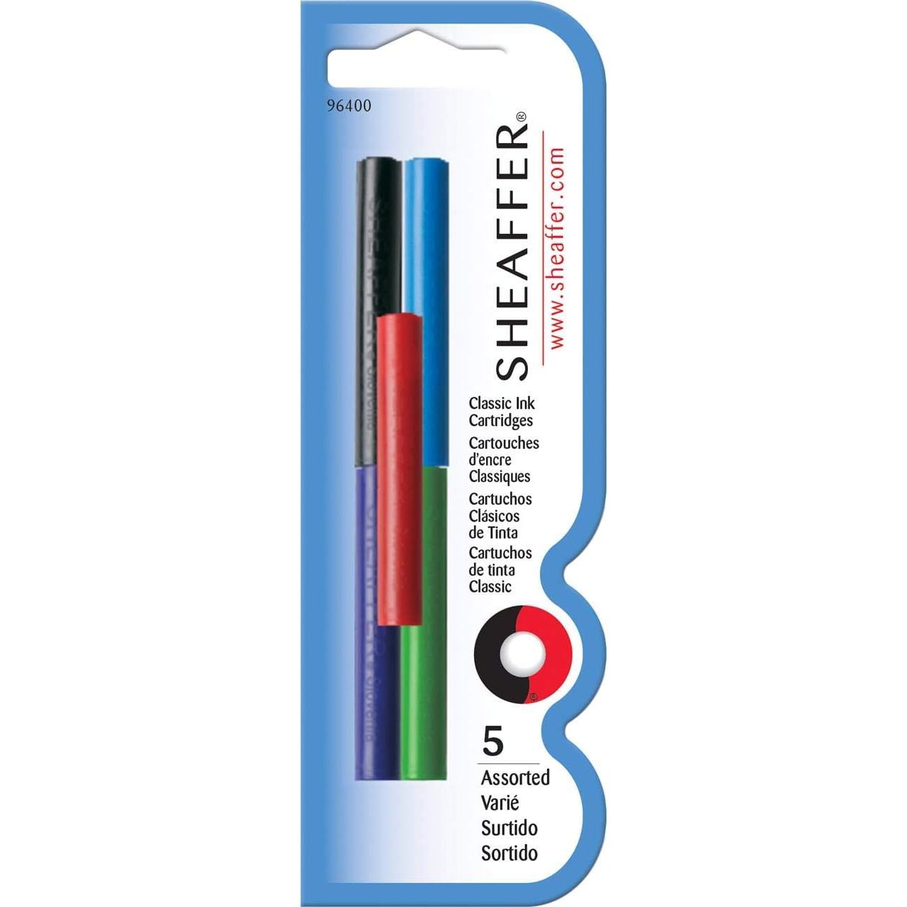 Sheaffer Skrip Fountain Pen Classic Ink Cartridge - Pack of 5, Assorted Colors