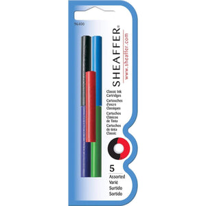 Sheaffer Skrip Fountain Pen Classic Ink Cartridge - Pack of 5, Assorted Colors