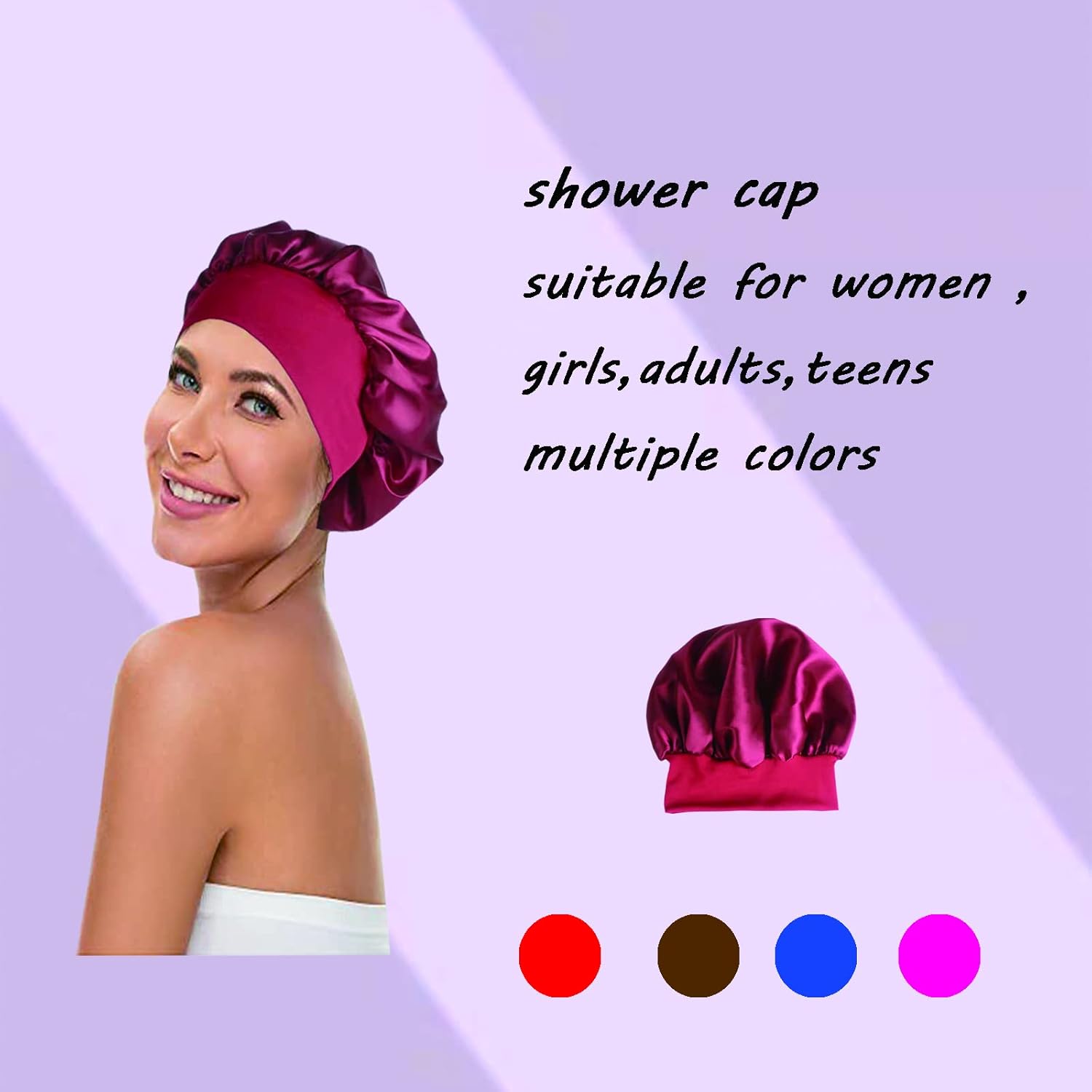 Buy now Hair Bonnets for Curly Hair and Sleeping for Women, Satin Sleep Cap, Silk Bonnet with Elastic Soft Band Big Bonnet (4 Pcs). at indiglob india
