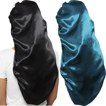 2 Pcs Silk Bonnet for Women Satin, Soft Elastic Band Silky Sleeping Cap Big Bonnets for Braids