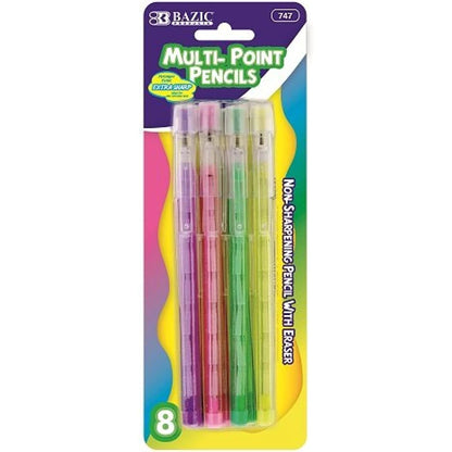 BAZIC Transparent Push-A-Point Pencil, Assorted, 10 Per Pack (747-24P)