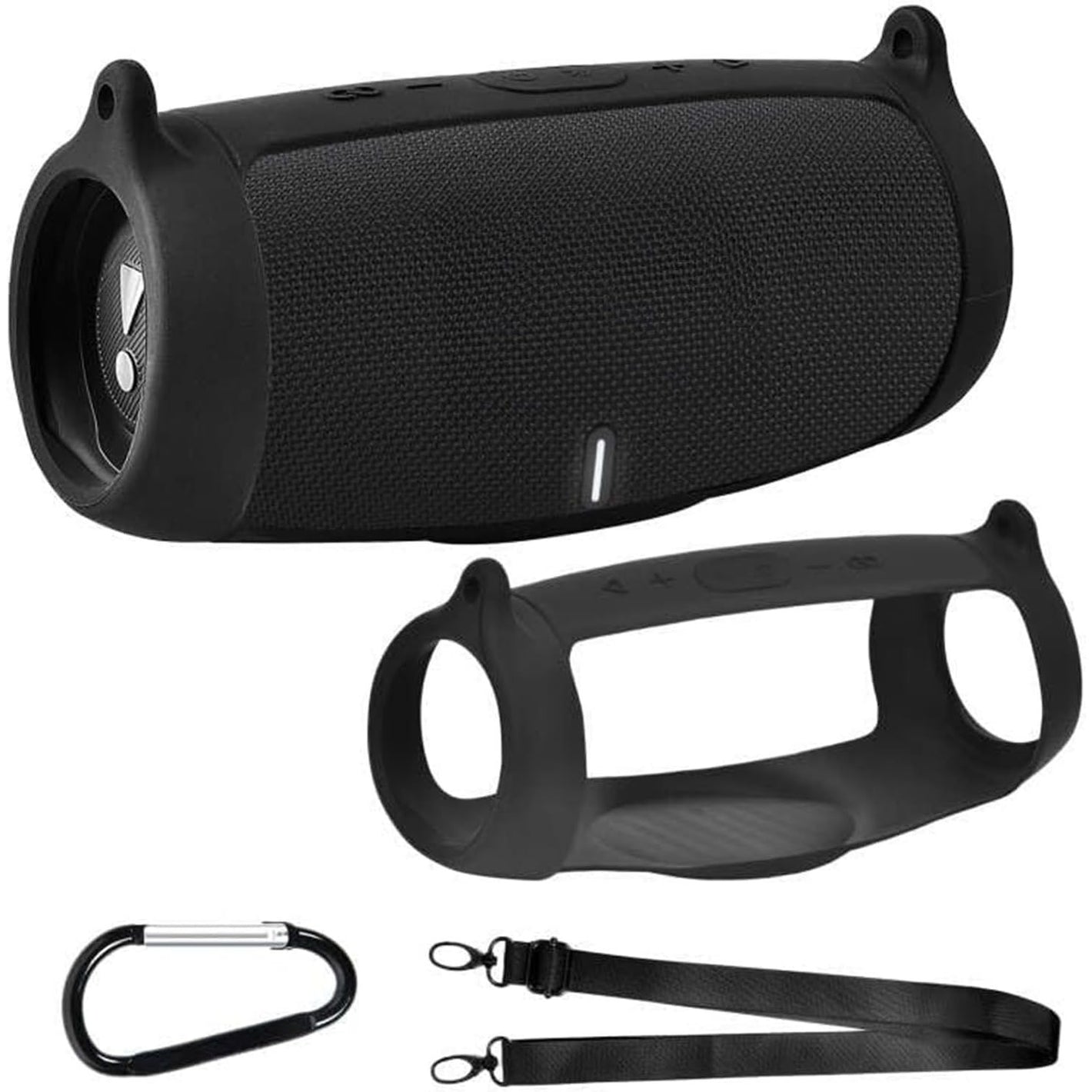 Silicone Case Cover for JBL Charge 5 Portable Bluetooth Speaker, Travel Gel Soft Skin,Waterproof Rubber Carrying Pouch with Strap (Black)