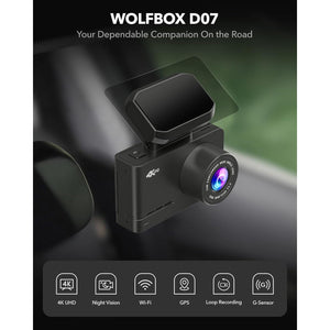 Buy now WOLFBOX Dash Cam Front and Rear, D07 4K Dash Camera for Cars with WiFi GPS, 4K/2.5K + 1080P Dual Dashcam with 2.45" LCD, 170°FOV, Night Vision, Loop Recording, Smart Parking Monitor, Magnetic Mount at indiglob india