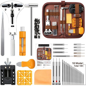 Kingsdun Watch Battery Replacement Tool Kit, 168Pcs Watches Repair Band Strap Link Pins Remover Adjustment Repairing Tools Sets with Carrying Case & Manual