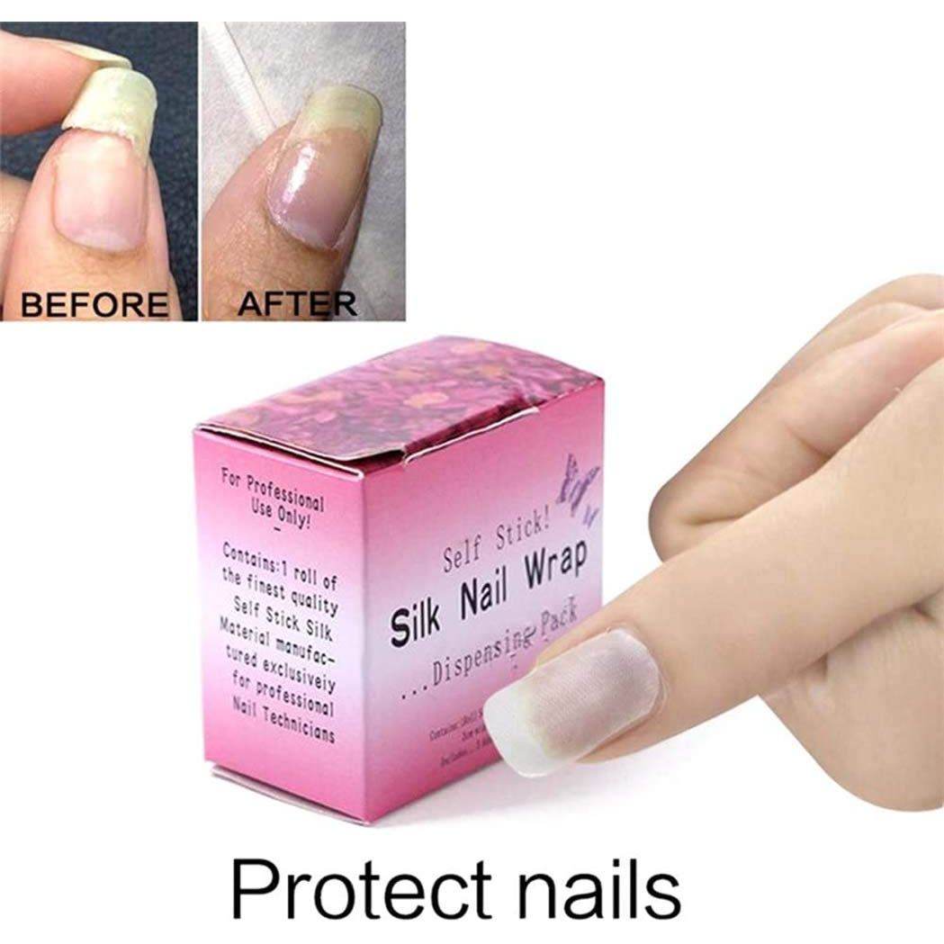 1 Roll Nail Repair Fiberglass Silk Wrap Self Adhesive Anti Damage DIY Strong Protect Reinforce Extension Sticker,Nail Repair Reinforce Nail Protector Nail Art Tool for Home Use or Salon - My Store