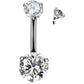 G23 Solid Titanium Belly Button Rings 14G CZ Belly Navel Rings 6mm 10mm Belly Bars