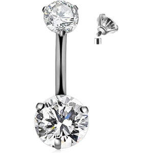 G23 Solid Titanium Belly Button Rings 14G CZ Belly Navel Rings 6mm 10mm Belly Bars