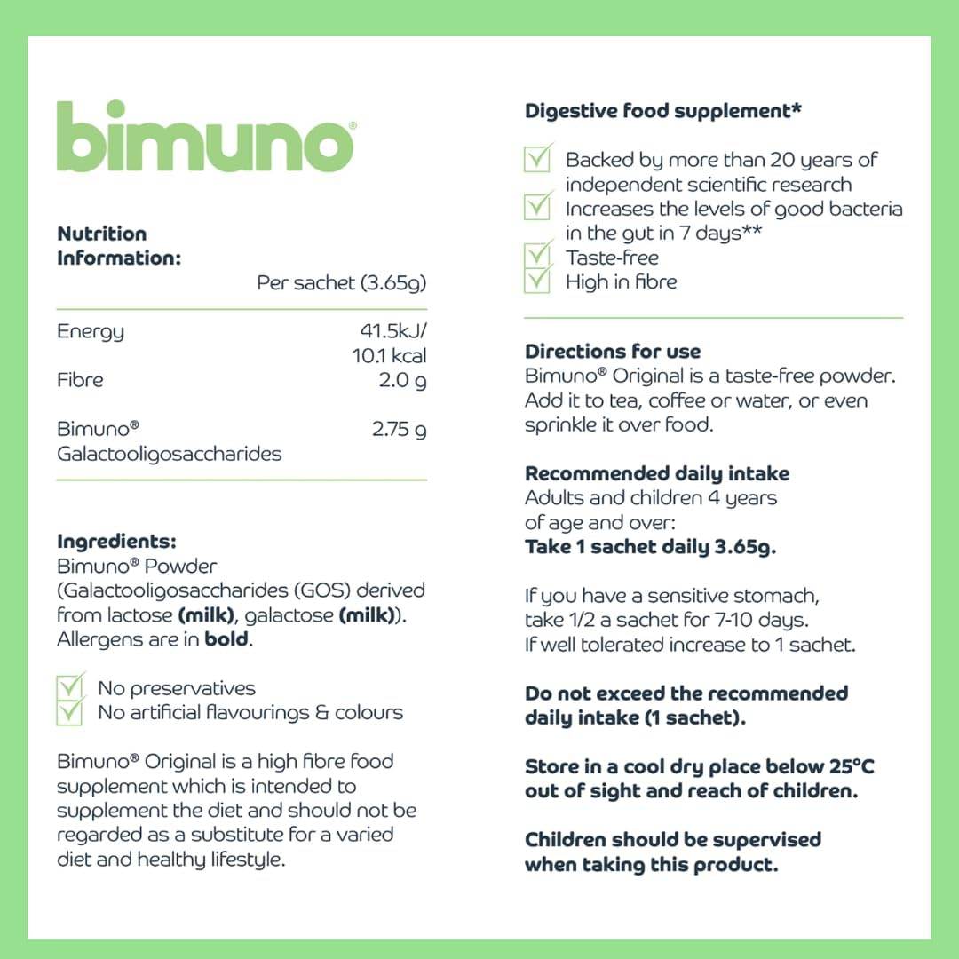 BIMUNO Original | Daily Gut Health Prebiotic | High Fiber Supplements, Vegetarian, Halal | 1 Pack (30 Sachets) - My Store