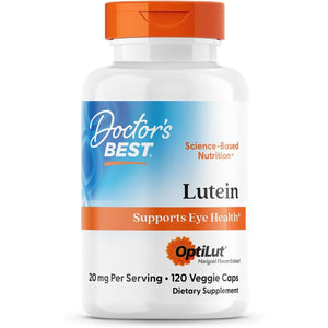 Doctors Best Lutein with OptiLut, Supports Eye Health, Non-GMO, Gluten Free, Soy Free, Vegan 120 Veggie Caps