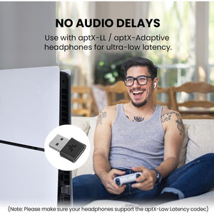 Avantree DG80 - USB Bluetooth 5.3 Adapter for PS5 & Gaming Consoles, Wireless Audio Transmitter Dongle, Compatible with Bluetooth Headphones or Earbuds with aptX-Adaptive or aptX Low Latency