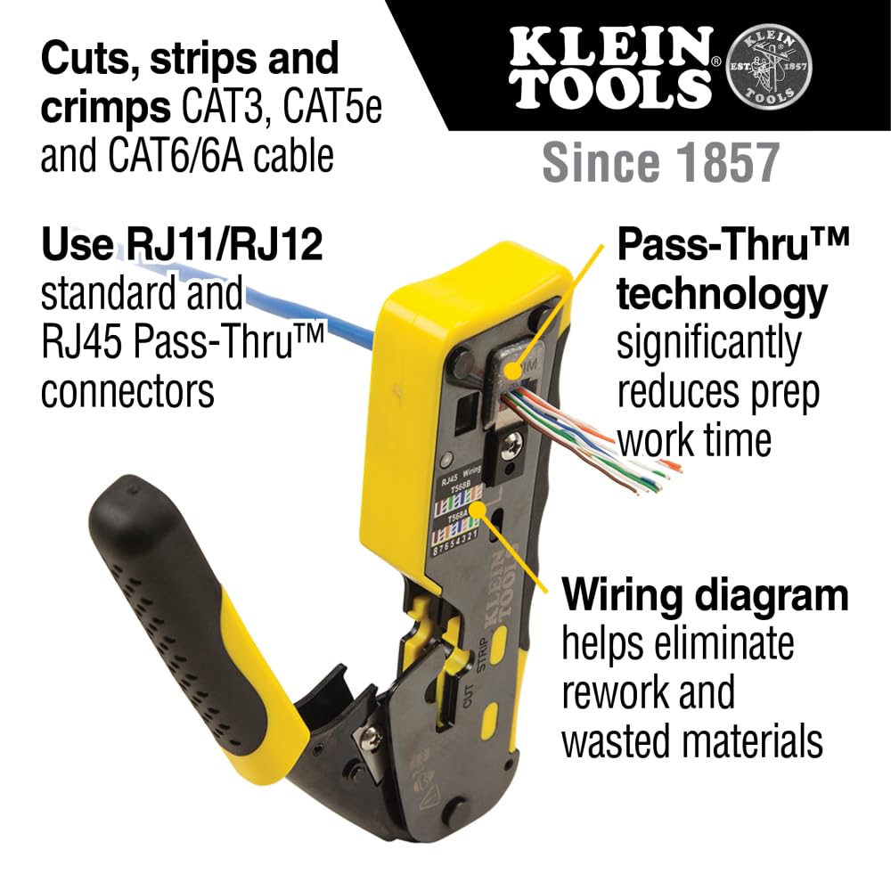Buy now Klein Tools 80072 RJ45 Cable Tester Kit with LAN Scout Jr. 2, Coax Crimper / Stripper / Cutter Tool and 50-Pack Pass-Thru Modular Data Plugs at indiglob india