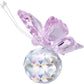 H&D Crystal Flying Butterfly with Crystal Ball Base Figurine Collection Cut Glass Ornament Statue Animal Collectible (Clear)