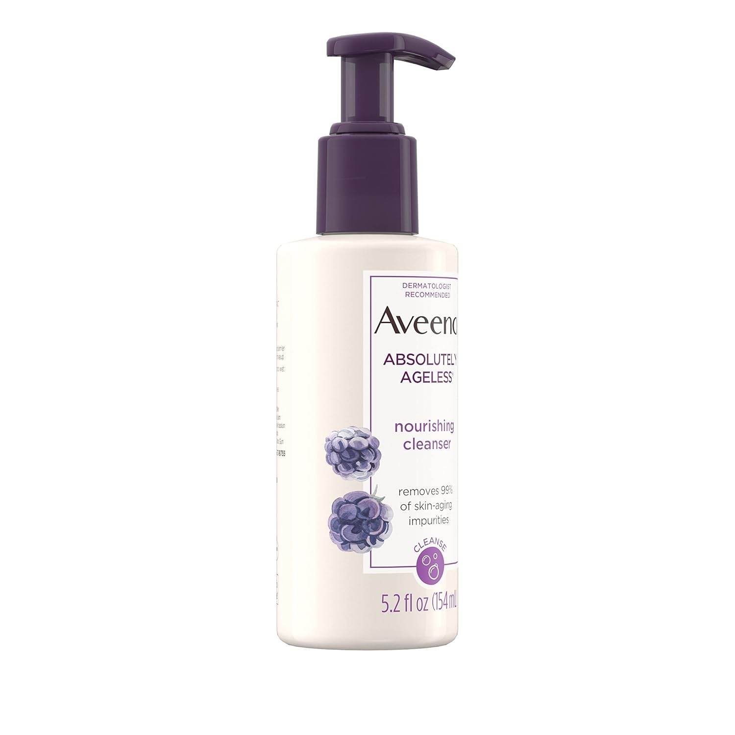 Aveeno Absolutely Ageless Nourishing Daily Facial Cleanser, Antioxidant-Rich Blackberry Extract, Non-Comedogenic Makeup-Removing Face Wash from Dermatologist-Recommended Brand, 5.2 fl. oz - My Store