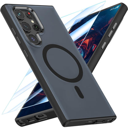 MATEPROX Magnetic Design for Samsung Galaxy S24 Ultra Case, Stylish Slim an-ti Yellow Translucent Matte Shockproof Protective Cover for S 24 Ultra 6.8'' 2024-Titanium Gray