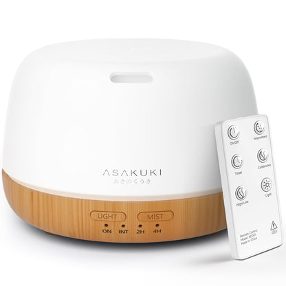 Buy now ASAKUKI Essential Oil Diffuser 500ml, Ultrasonic Aromatherapy Humidifier with Remote Control, 7 LED Colors, Timer & Auto-Off, Large Room Diffuser (Dark Brown) Yellow at indiglob india