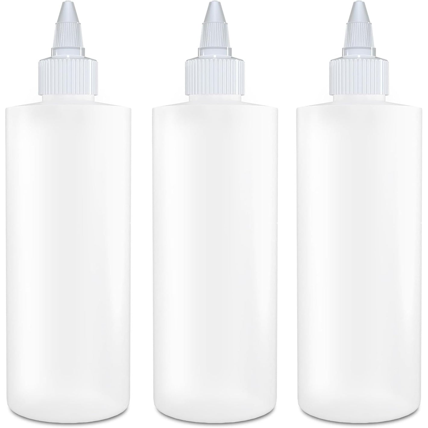 BRIGHTFROM Twist Top Applicator Bottles, Squeeze 8 OZ, Empty Hair Coloring Plastic Bottles, Refillable, Leak Proof - Open/Close Nozzle - Multi Purpose (Pack of 3)