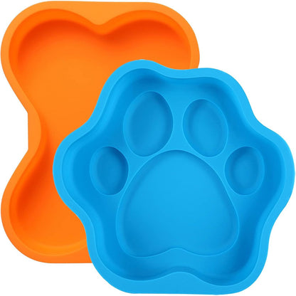 2Pcs Silicone Dog Birthday Cake Pans, Bone Shape, 8 Inch