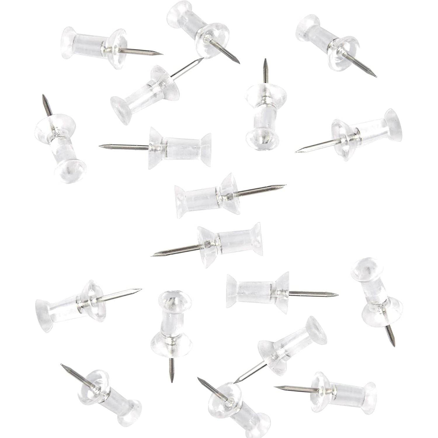 100-Pack Push Pins Tacks, Clear Plastic Head, Steel Point,Thumb Tacks for Wall Corkboard Map Calendar Photo -Home Office Craft Projects Heavy Duty Head Pin - My Store