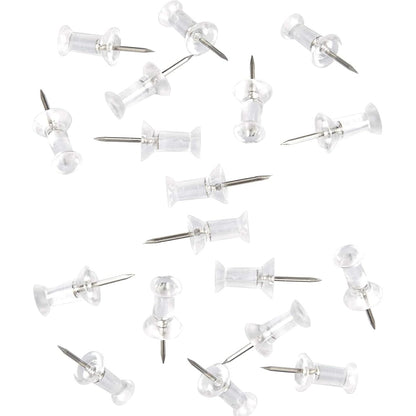 100-Pack Push Pins Tacks, Clear Plastic Head, Steel Point,Thumb Tacks for Wall Corkboard Map Calendar Photo -Home Office Craft Projects Heavy Duty Head Pin