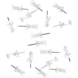 100-Pack Push Pins Tacks, Clear Plastic Head, Steel Point,Thumb Tacks for Wall Corkboard Map Calendar Photo -Home Office Craft Projects Heavy Duty Head Pin