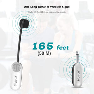 Bietrun UHF Wireless Microphone Headset, 165ft Range, Working Time 6H, 1/4''Plug, Wireless Headset Mic ＆Handheld Mic 2 in 1, for Karaoke Speaker, Amplifier, Speakers, PA System, Teaching, Fitness