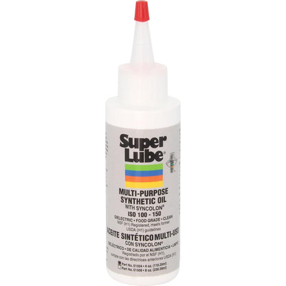 Super Lube 51004, Synthetic Oil, High Viscosity, 4 oz Bottle, Translucent White (Packaging May Vary)