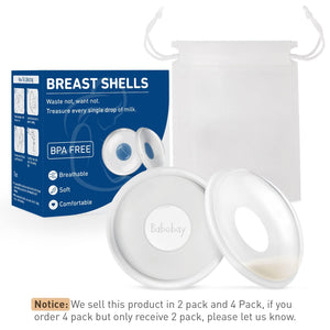 Babebay Breast Shells, Milk Collectors for Breastfeeding, Protect Sore Nipples, Collect Breastmilk Leaks, Soft Silicone Material, Reusable, 4 PCS