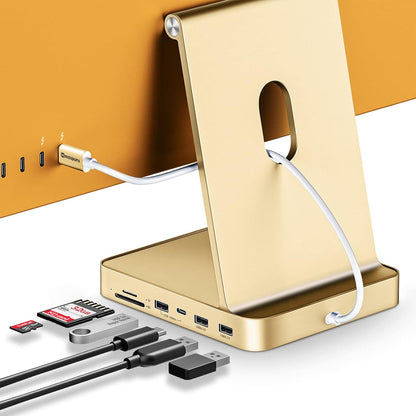 USB C Hub for iMac 24 inch 2021/2023/2024, Minisopuru i-Mac Hub Support M.2 NVMe SSD, i Mac Accessories for iMac M1/M3/M4, Docking Station with USB A/C 10Gbps, SD/TF, M.2 SSD (Not Included), Blue.