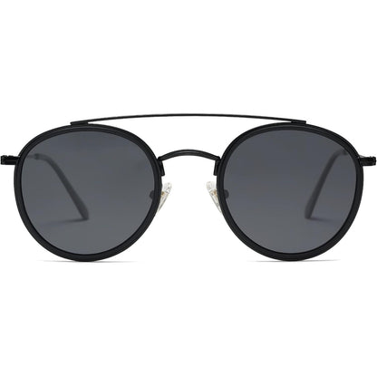 SOJOS Retro Vintage Round Polarized Sunglasses for Women Men Small Double Bridge Circle Sunnies SJ1104