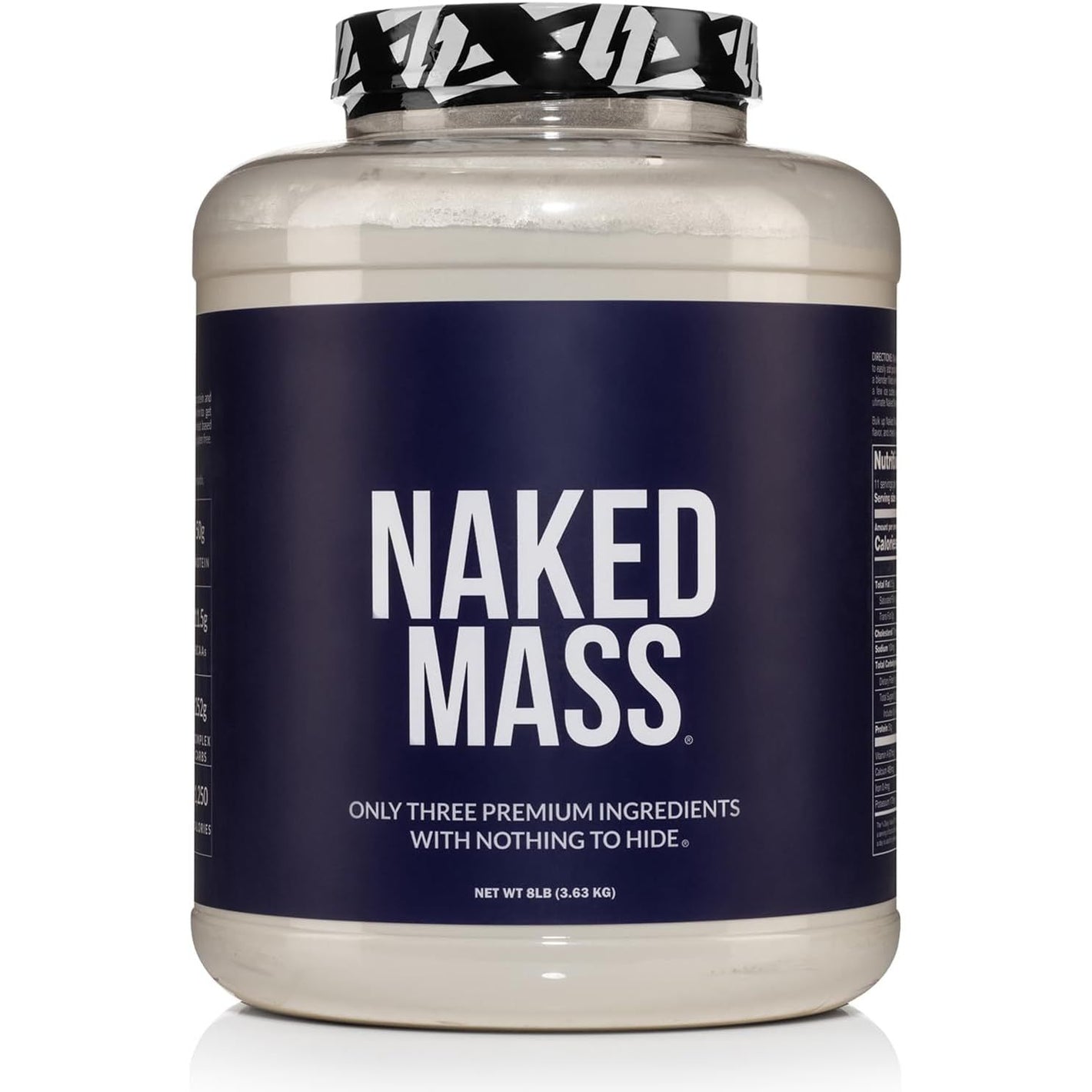 NAKED Mass - Natural Weight Gainer Protein Powder - 8 LB Bulk, GMO Free, Gluten Free & Soy Free. No Artificial Ingredients - 1,250 Calories per Serving