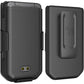Case with Clip for CAT S22 Flip Phone, Nakedcellphone [Black] Slim Hard Shell Cover and [Rotating/Ratchet] Belt Hip Holster Holder Combo