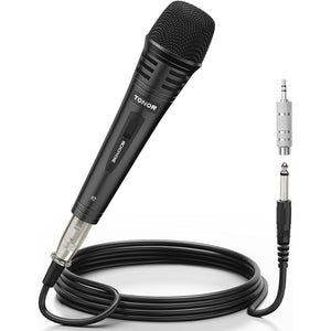 TONOR K1 Vocal Microphone for Singing, Dynamic Handheld Wired Karaoke Mic, Microfono with 5M XLR to 1/4" Cable, Compatible with Amp, Mixer, Suitable for Speech, Karaoke and Outdoor Activities
