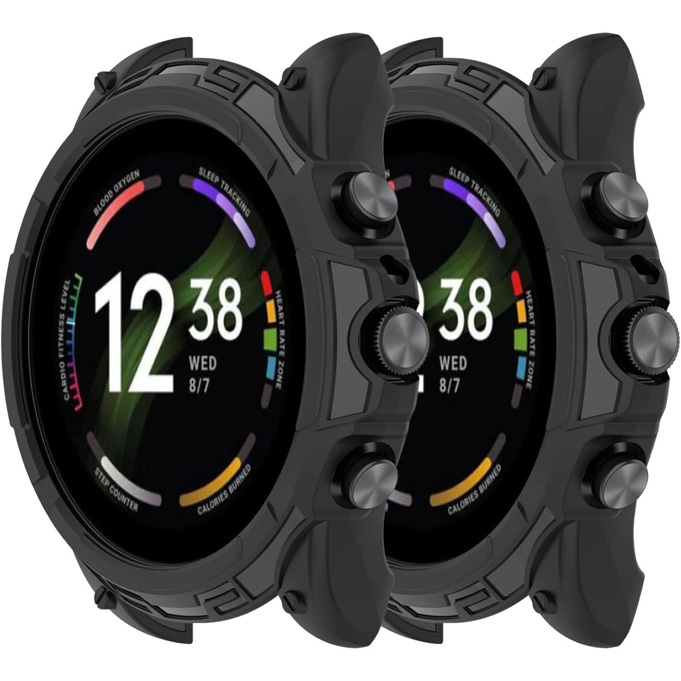 Compatible for Fossil Gen 6 42MM 44MM Case Protective Bumper Cover Case for Fossil Gen 6 Smartwatch Accessories (Gen 6 44MM, Black&Black)